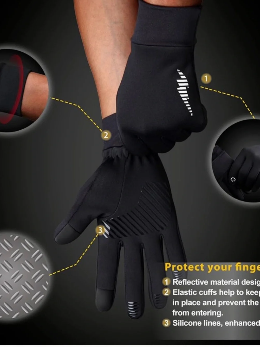 Simdri winter gloves touchscreen compatibility anti-slip silicone pads kids